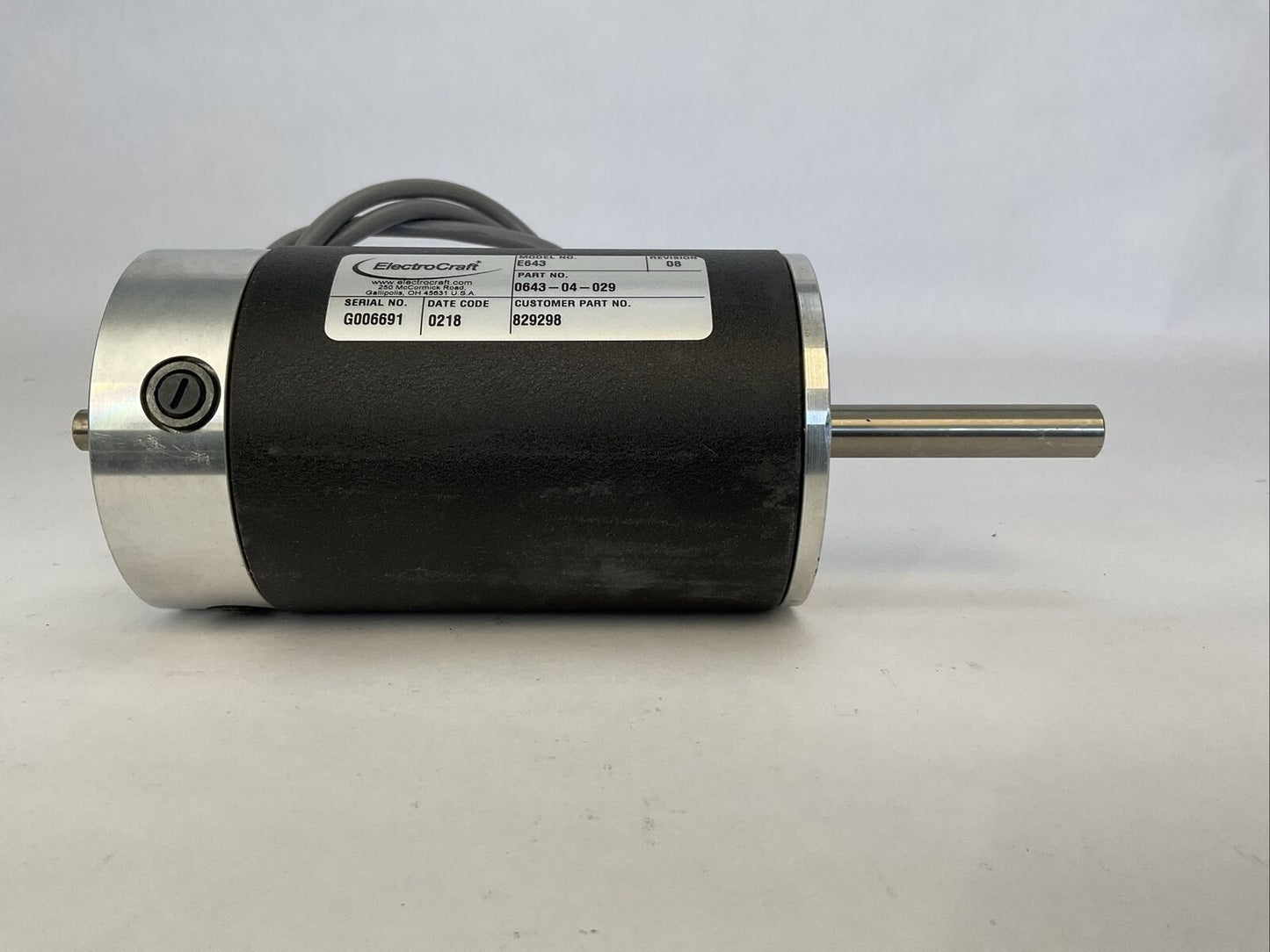 ELECTROCRAFT E643 DC SERVO MOTOR REVISION 08