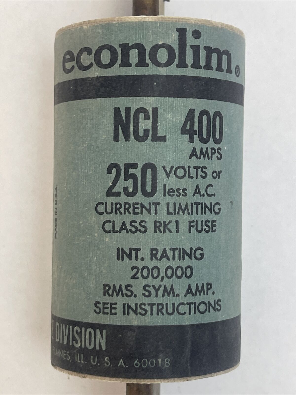 ECONOLIM NCLR400 CURRENT LIMITING CLASS RK1 FUSE 250VAC 400AMP