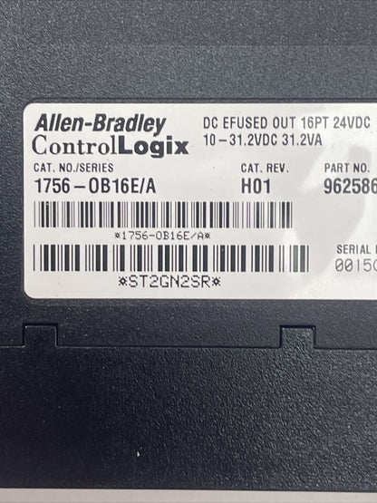 ALLEN BRADLEY 1756-OB16E DC DEFUSED OUT 16PT 24VDC CAT REV H01 SER A F/W REV 2.4