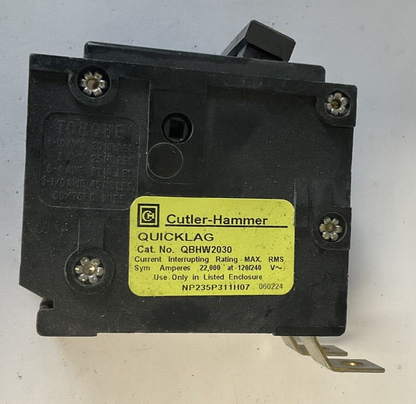 CUTLER HAMMER QBHW2030 CIRCUIT BREAKER 120/240VAC 2POLE