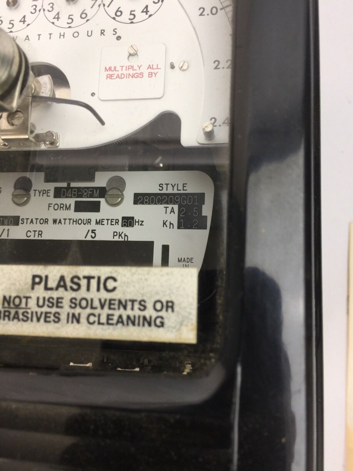 WESTINGHOUSE D4B-2FM KILOWATTS METER 120V 3W 20CLASS 280C209G01 2.5TA 1.2Kh