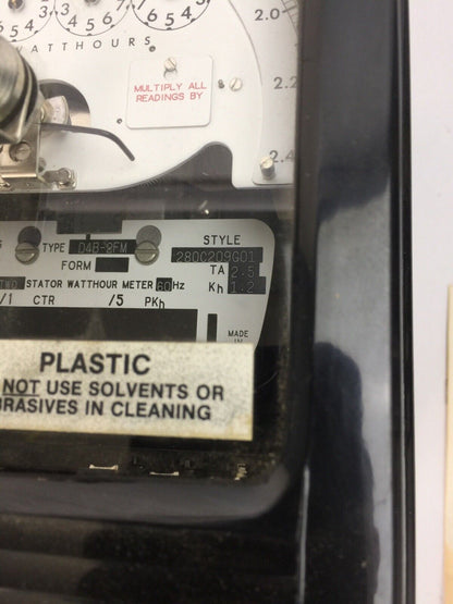 WESTINGHOUSE D4B-2FM KILOWATTS METER 120V 3W 20CLASS 280C209G01 2.5TA 1.2Kh