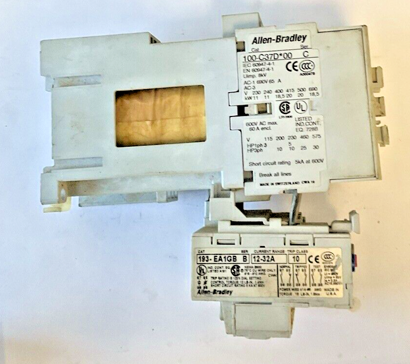 ALLEN BRADLEY 100-C30D*00C / 193-EA1GB STARTER  W/ 100-S AUX CONTACT
