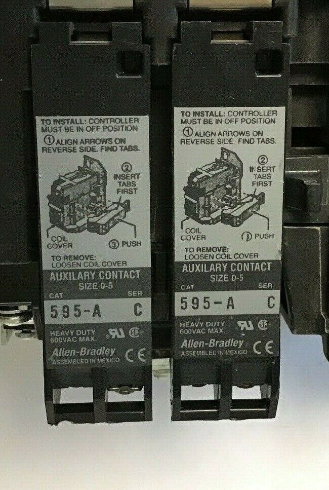 ALLEN-BRADLEY 509-BO*-E1+ SIZE 1 STARTER 120 V COIL  W/592-EECC W/595-A SER.C
