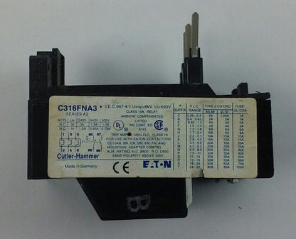 Cutler-Hammer C316FNA3 Overload Relay 10A Series A2 6kV (GREAT CONDITION)