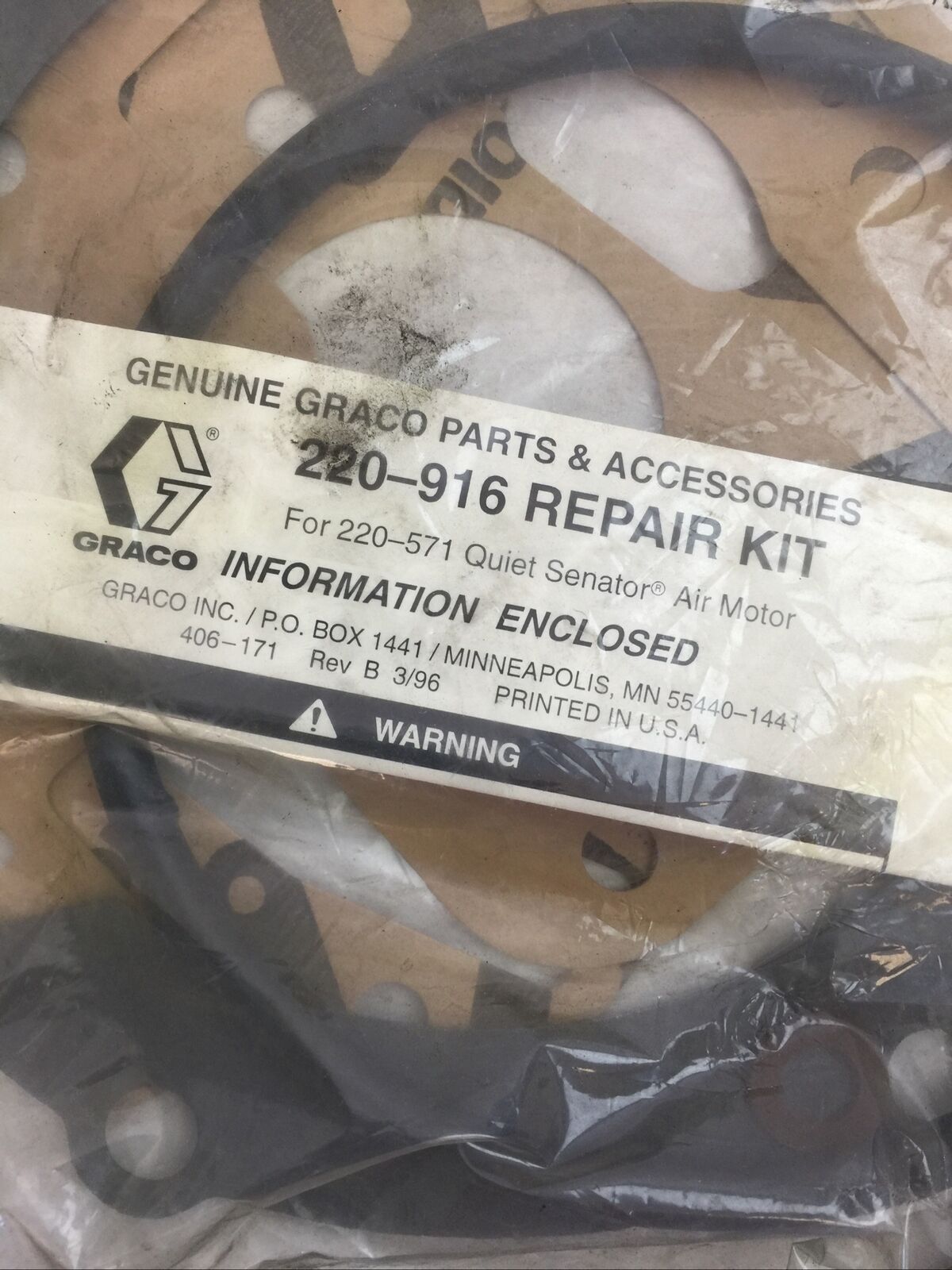 GRACO 220-916 REPAIR KIT FOR 220-571 QUIET SENATOR AIR MOTOR