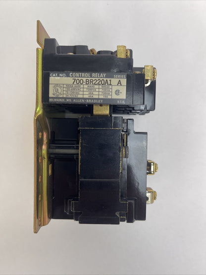 ALLEN BRADLEY 700-BR220A1 CONTROL RELAY SER A 120-600VAC 4POLE COIL 120V 60CY