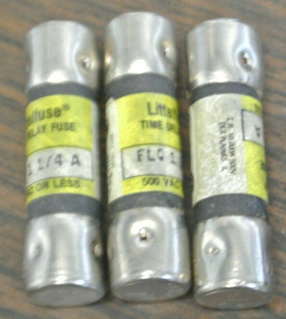 LOT of 3 / LITTELFUSE FLQ1-1/4 TIME-DELAY FUSE / 1-1/4A / 500V / NEW SURPLUS