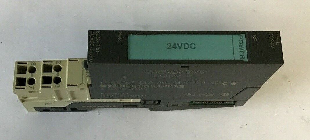 SIEMENS SINMATIC S7 6ES7 138-4CA00-0AA0 W/ 6ES7 193-4CE00-0AA0 POWER MOD&BASE