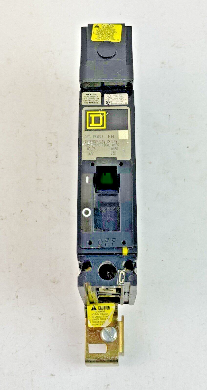 SQUARE D - FHB16020C - I-LINE MOLDED CASE CIRCUIT BREAKER - 1 POLE/ 20 A/ 277VAC