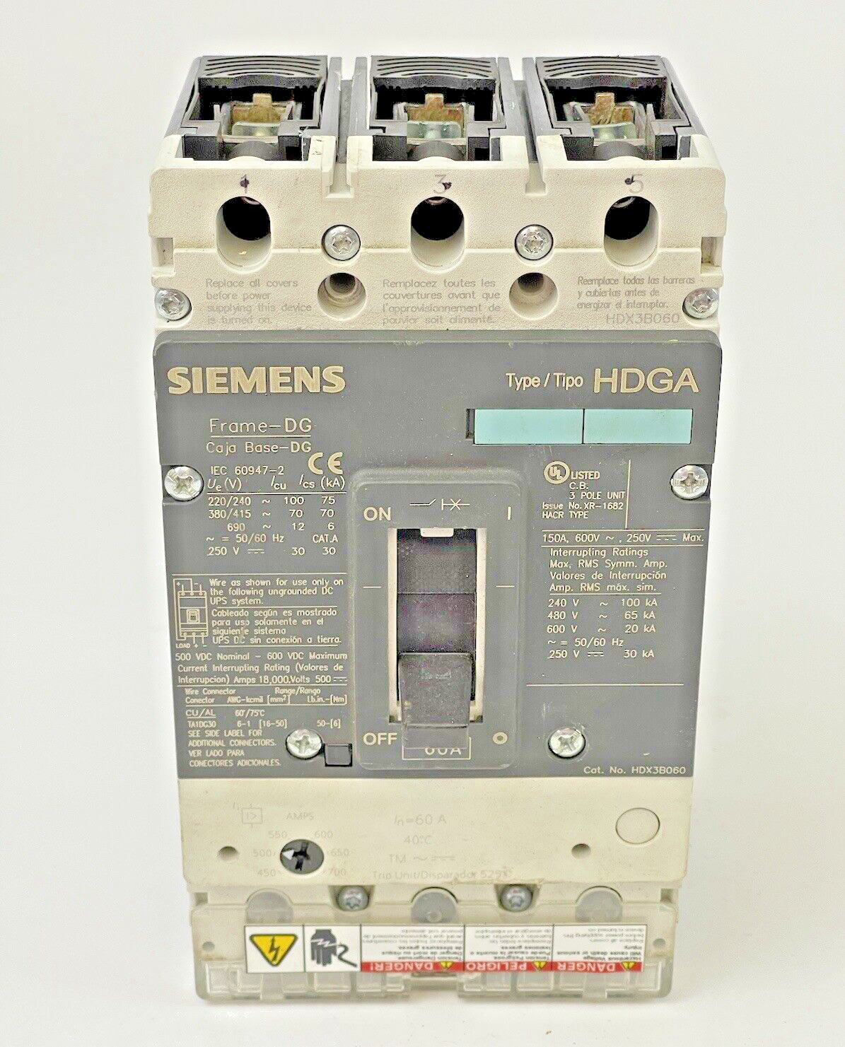 SIEMENS - HDX3B060 -CIRCUIT BREAKER-60 A, 600 VAC, FRAME-DG, 3VL2106-2KN30-0AA0