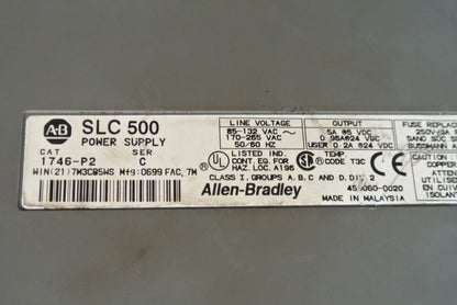 ALLEN-BRADLEY 1746-P2 SLC500 POWER SUPPLY + 1746-A13 13-SLOT RACK