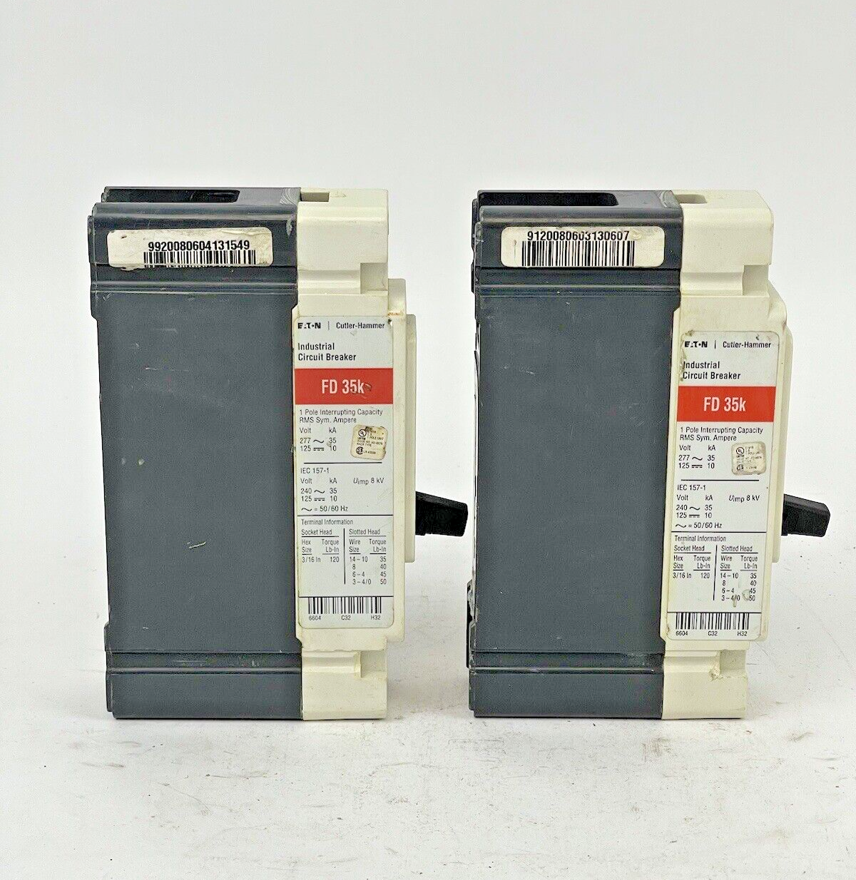 CUTLER-HAMMER *LOT OF 2* - FD1020 - CIRCUIT BREAKER - 20 AMP, 240 VAC, 1 POLE