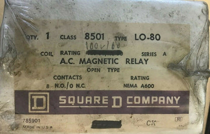 SQUARE D 8501 LO-80 AC MAGNETIC RELAY SER.A 120-60/110-50