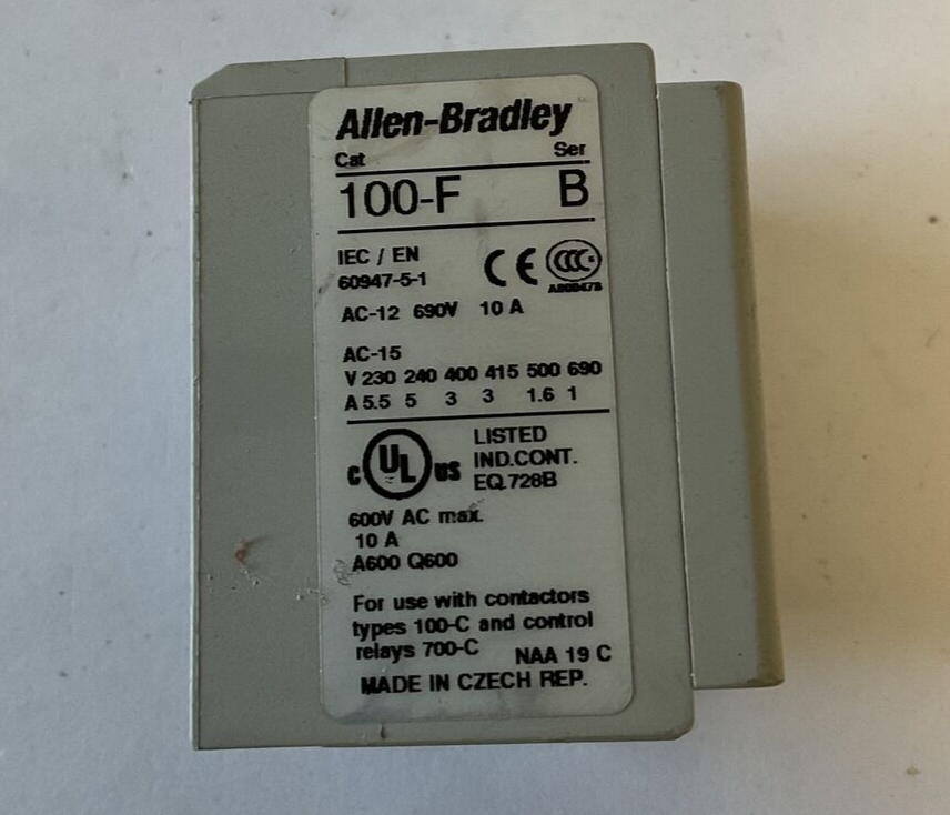 ALLEN BRADLEY 100-F CONTACT BLOCK 690V 10A SER.B ***LOTOF2***