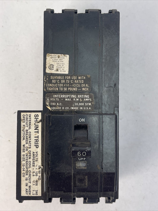 SQUARE D Q13601021 CIRCUIT BREAKER 60AMP 240VAC