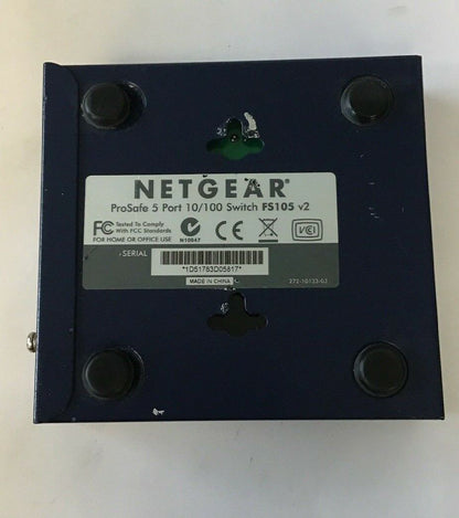 NETGEAR ProSafe FS105 5-Port FAST ETHERNET SWITCH 10/100Mbps 7.5VDC 1A