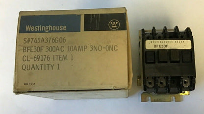 WESTINGHOUSE BFE30F CONTROL RELAY 300VAC 10AMP 3NO-ONC