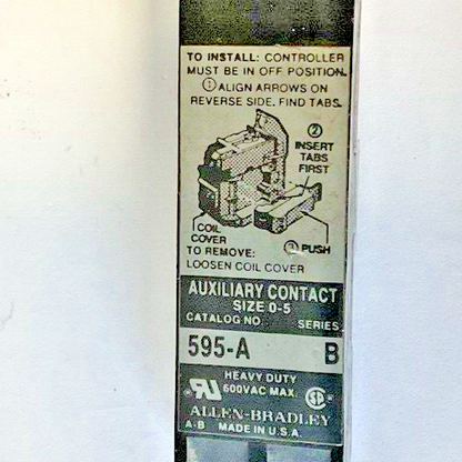 ALLEN BRADLEY 595-A AUXILIARY CONTACT SER.B SZ 0-5 ***LOTOF5***
