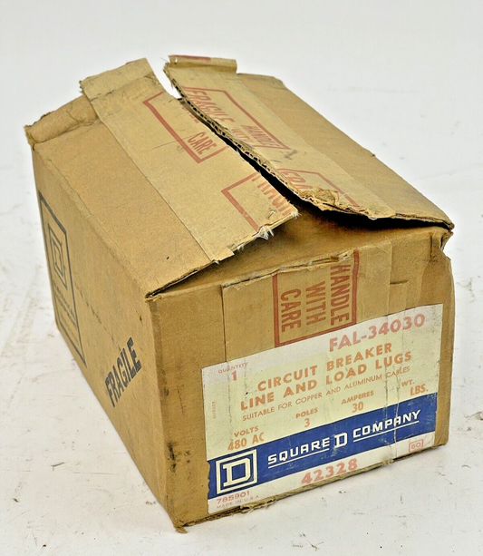 SQUARE D - FAL-34030 - CIRCUIT BREAKER LINE AND LUGS - 30A/3 POLE/ 480 VAC - NEW
