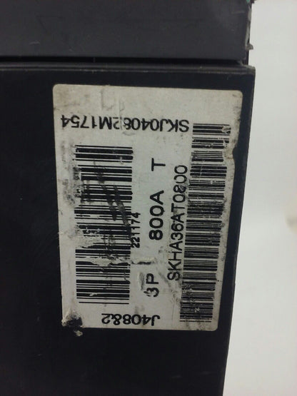 GE SKHA36AT0800 W/ SHUNT TRIP,  RMS, 3P, 800A, 600V, 800A PLUG, SAST1, 65KA,USED