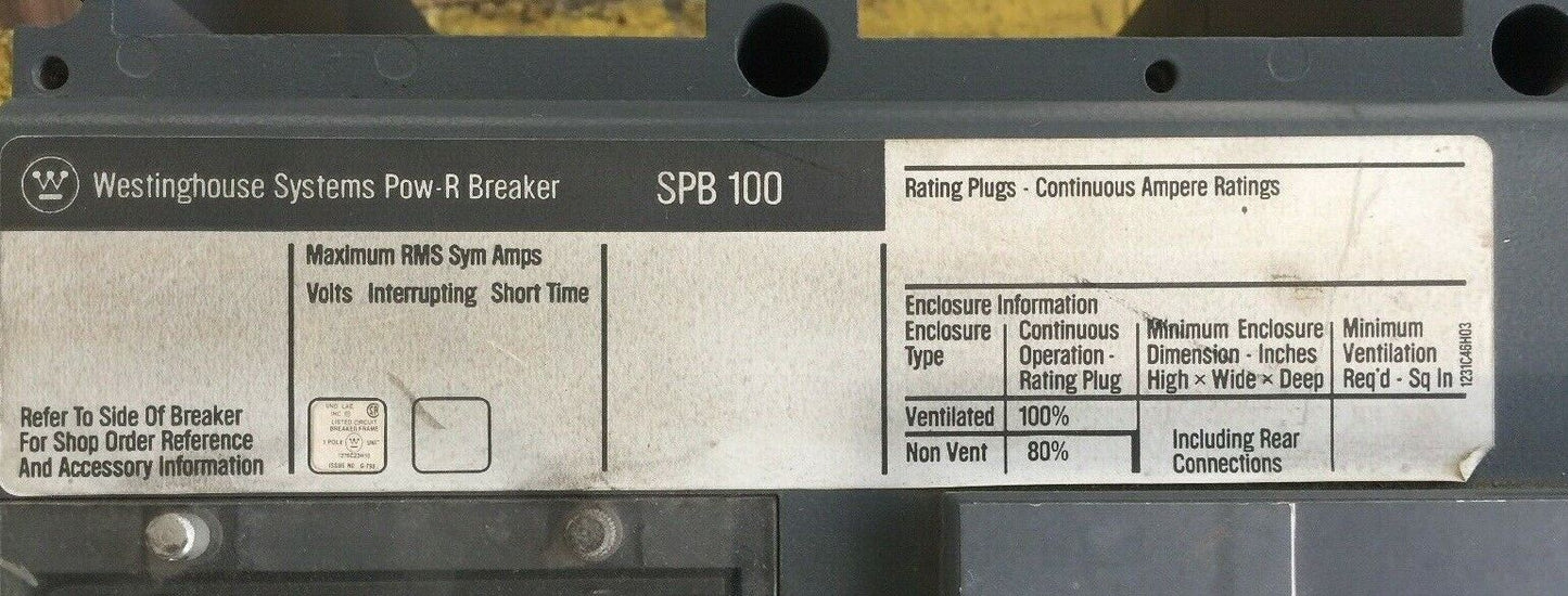 WESTINGHOUSE SPB100 POW-R BREAKER 2500 AMP? 4 POLE T51BLI DIGITRIP RMS 500