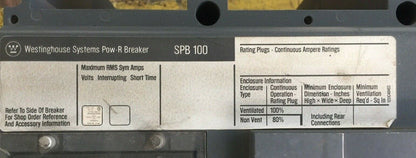 WESTINGHOUSE SPB100 POW-R BREAKER 2500 AMP? 4 POLE T51BLI DIGITRIP RMS 500