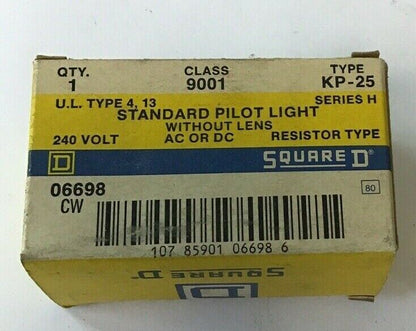 SQUARE D 9001 KP-25 PILOT LIGHT W/O LENS SER.H 240V
