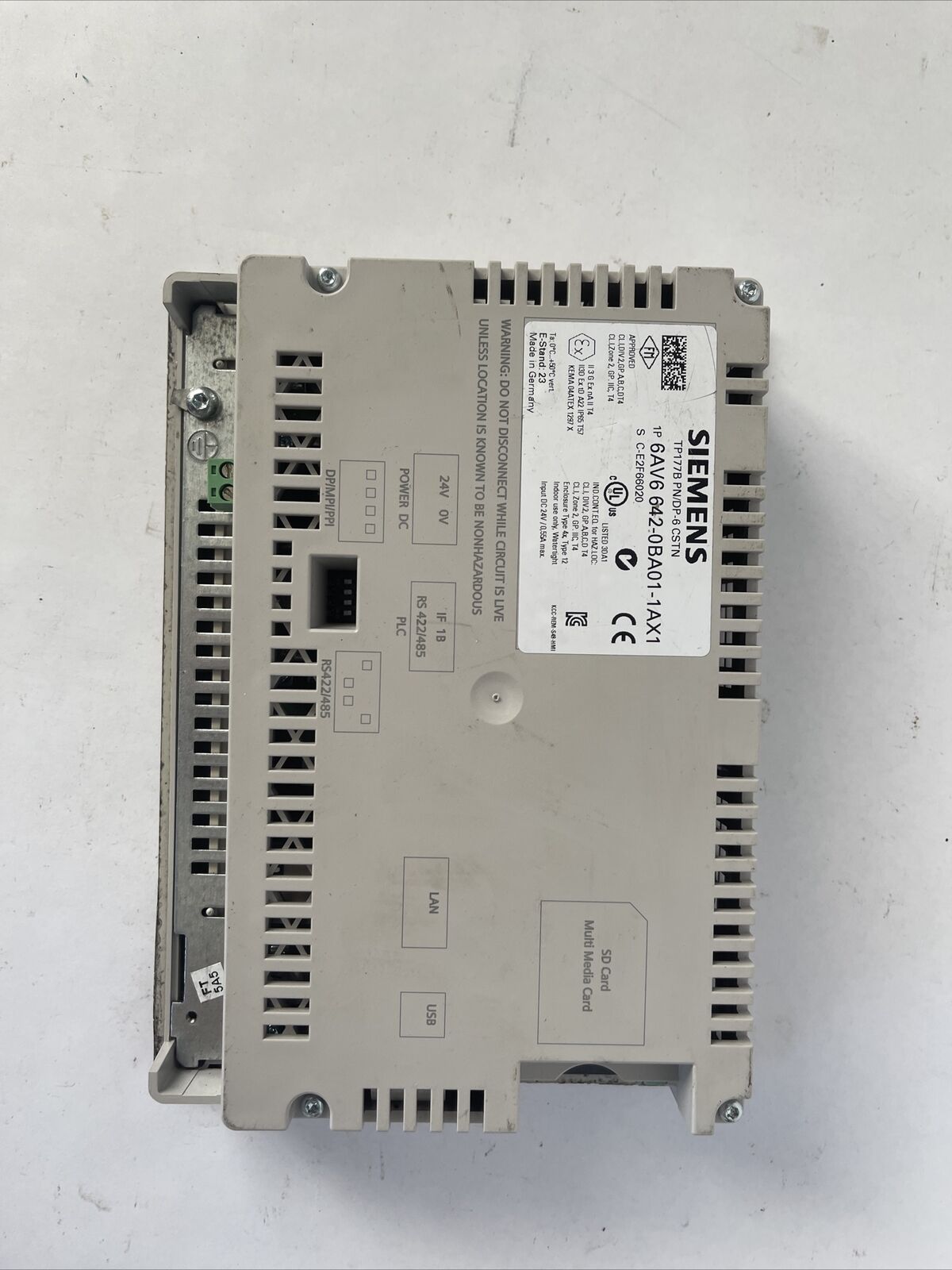 SIEMENS 1P 6AV6 642-0BA01-1AX1 SIMATIC PANEL TOUCH 24VDC TP177B