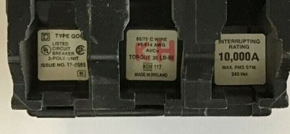 SQUARE D QOB310 CIRCUIT BREAKER 10A 240VAC 3POLE