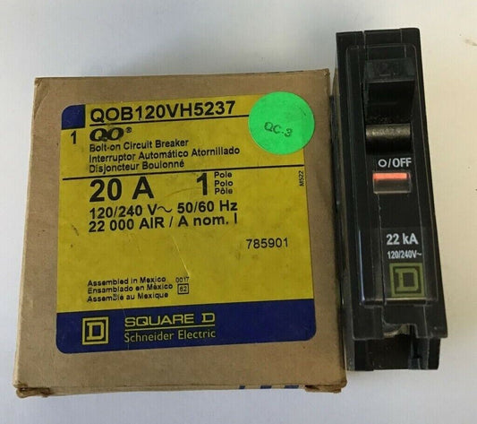 SQUARE D QOB120VH5237 CIRCUIT BREAKER 20A 120/240VAC 50/60HZ