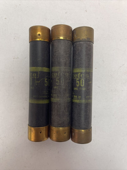 CEFCO OT50/600 ONE TIME FUSE 600V 50AMP (LOT OF 3)