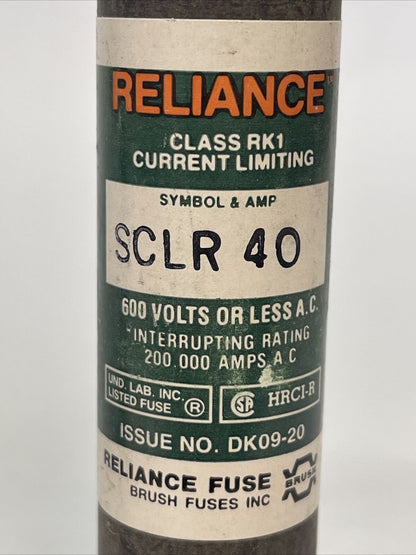 RELIANCE SCLR40 CLASS RK1 CURRENT LIMITING FUSE 40AMP 600VAC (LOT OF 7)