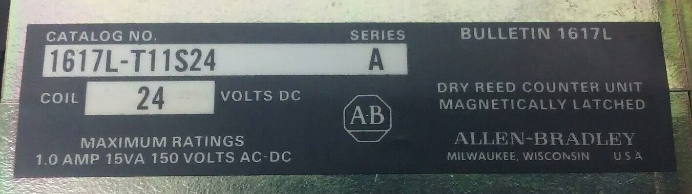 ALLEN BRADLEY 1617L-T11S24 SER. A,DRY REED COUNTER UNIT MAGNETICALLY LATCHED 24V
