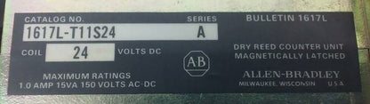 ALLEN BRADLEY 1617L-T11S24 SER. A,DRY REED COUNTER UNIT MAGNETICALLY LATCHED 24V