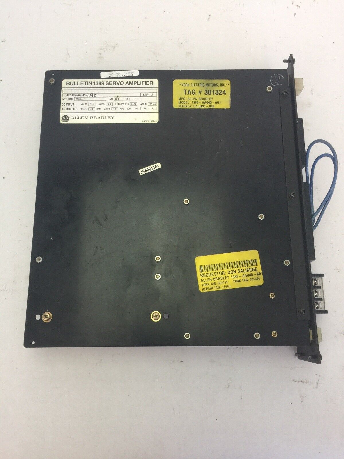 ALLEN BRADLEY 1389-AA045 SERVO AMPLIFIER SER A INPUT 310VDC 5.5A OUTPUT 210VAC