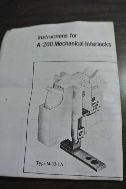 WESTINGHOUSE M34-1A - MECHANICAL INTERLOCK for SERIES A/200 UNITS - NEW SURPLUS