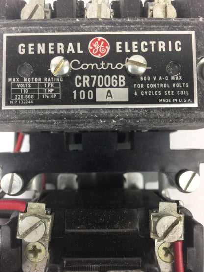 GE CR7006B100A2 AC MAGNETIC STARTER 1HP 110V 1PH 60CY W/O CASE SIZE 0