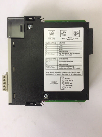 ALLEN BRADLEY 1756-DNB DEVICENET COMMUNICATION MODULE SER D 24VDC F/W REV 11.003