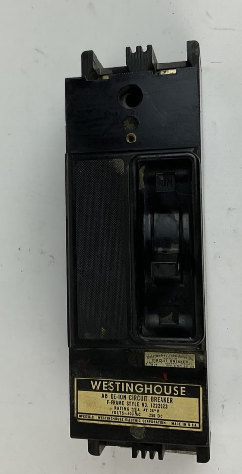 WESTINGHOUSE 1222023 AB DE-ION CIRCUIT BREAKER 600VAC 250VDC 20A