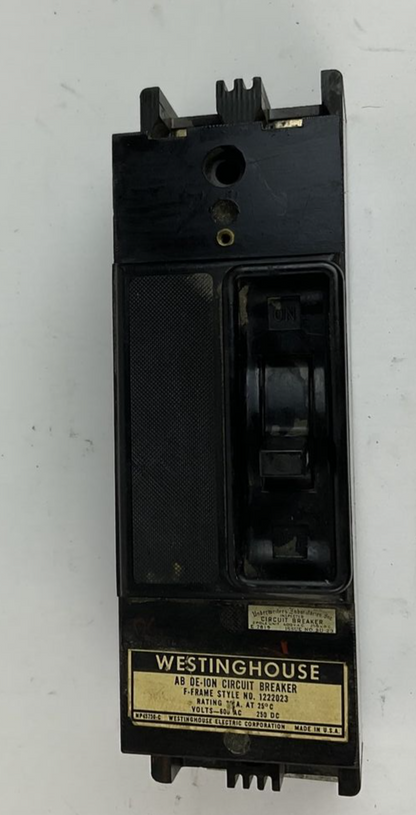 WESTINGHOUSE 1222023 AB DE-ION CIRCUIT BREAKER 600VAC 250VDC 20A