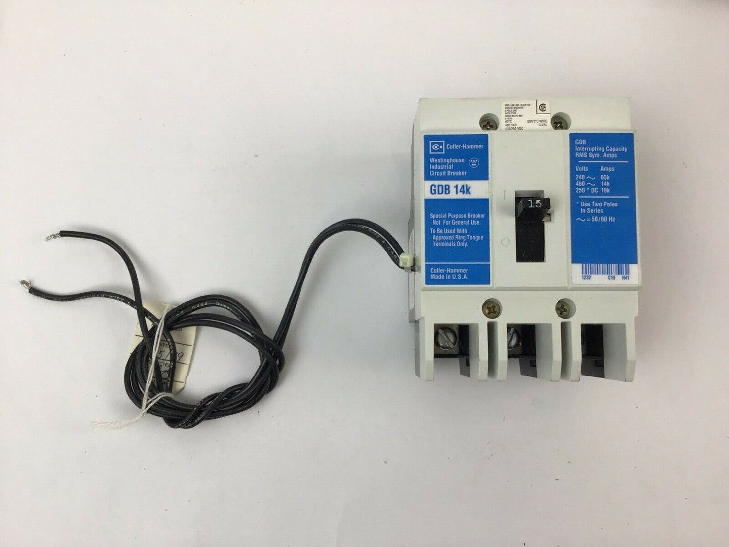 WESTINGHOUSE GDB3015DS1 3POLE 15A 14000@277/480VAC 65000@240VAC (GDB3015D)
