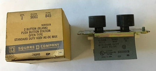 SQUARE D 9001 B45 2 BUTTON PUSH BUTTON STATION 600VAC-DC SER.B