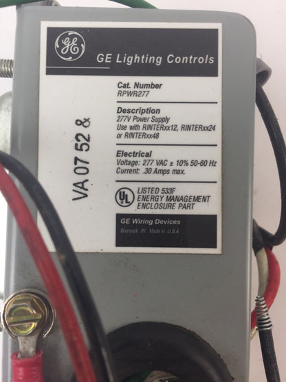 GE RPWR277 TOTAL LIGHTNING CONTROL 277VAC 0.3A POWER SUPPLY USE WITH RINTERxx12,