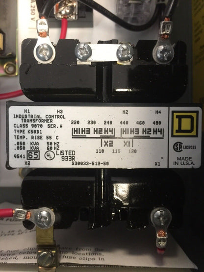 SQUARE D 8903 SMA61 COMBINATION MOTOR STARTER SER C 30A FUSIBLE A12CFF4T