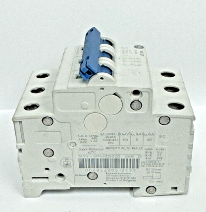 ALLEN-BRADLEY - 1492-SPM3D020 SER. D - CIRCUIT BREAKER - 3 P, 2 A, 277 V