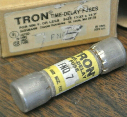 LOT of 3 / BUSS FNQ7 TIME-DELAY FUSE 7A / 500V / NEW SURPLUS