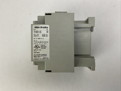 ALLEN BRADLEY 100-C16E*01 SER B CONTACTOR 600VAC 15HP 30A COIL 24VDC 100-S SER B