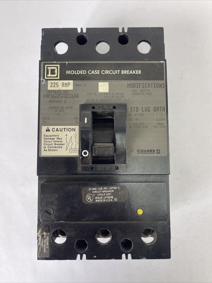 SQUARE D KHP3622522DC1684 MOLDED CASE CIRCUIT BREAKER 225AMP 600VDC 3POLE SER 2