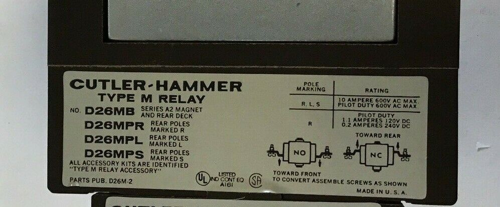 CUTLER-HAMMER D26MR60A / TYPE M RELAY / 600V / 120V COIL / 6 N.O.-0 N.C.